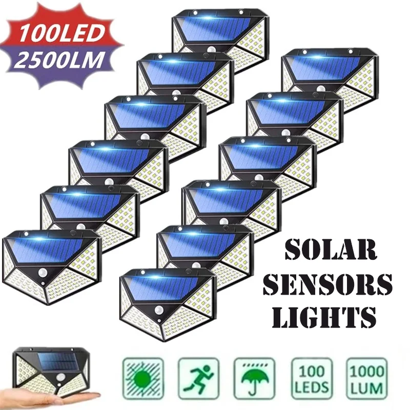 100 LED Parede Solar Ilumina a Lâmpada Solar Exterior Sensor de Movimento de PIR Posta Solar a luz Solar Luz de Rua para a Luz do Jardim