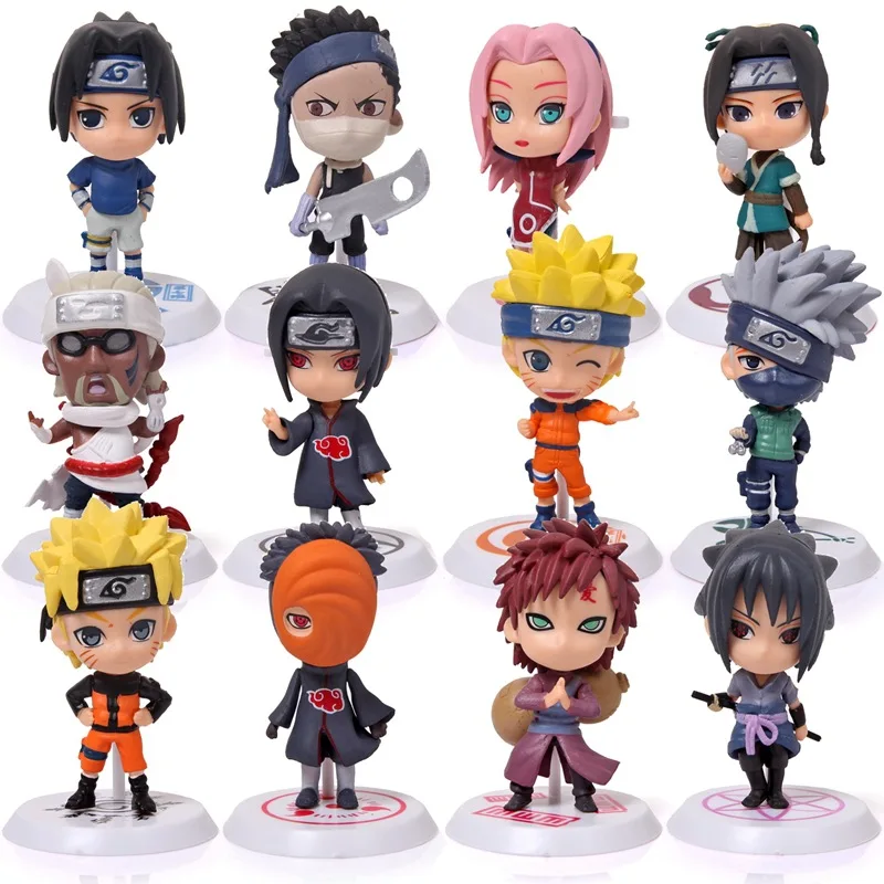 6PCS Naruto Boneca Kawaii Figura de Ação Uzumaki Naruto, Kakashi, Uchiha Sasuke, Itachi Desktop Decoração brinquedo
