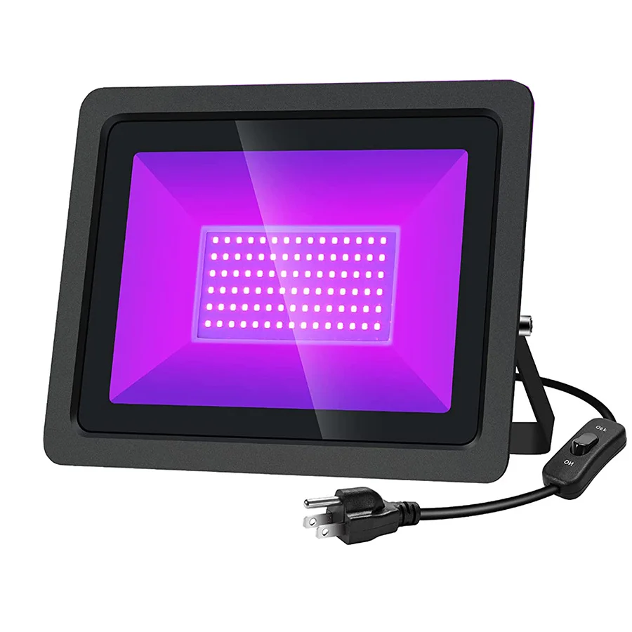 DIODO emissor de luz UV Luz Negra 50W, 100W Blacklight Luz de Inundação com Plug IP66 Waterproof a Blacklight para a Festa de Dança Fase Aquário de Neon que brilha