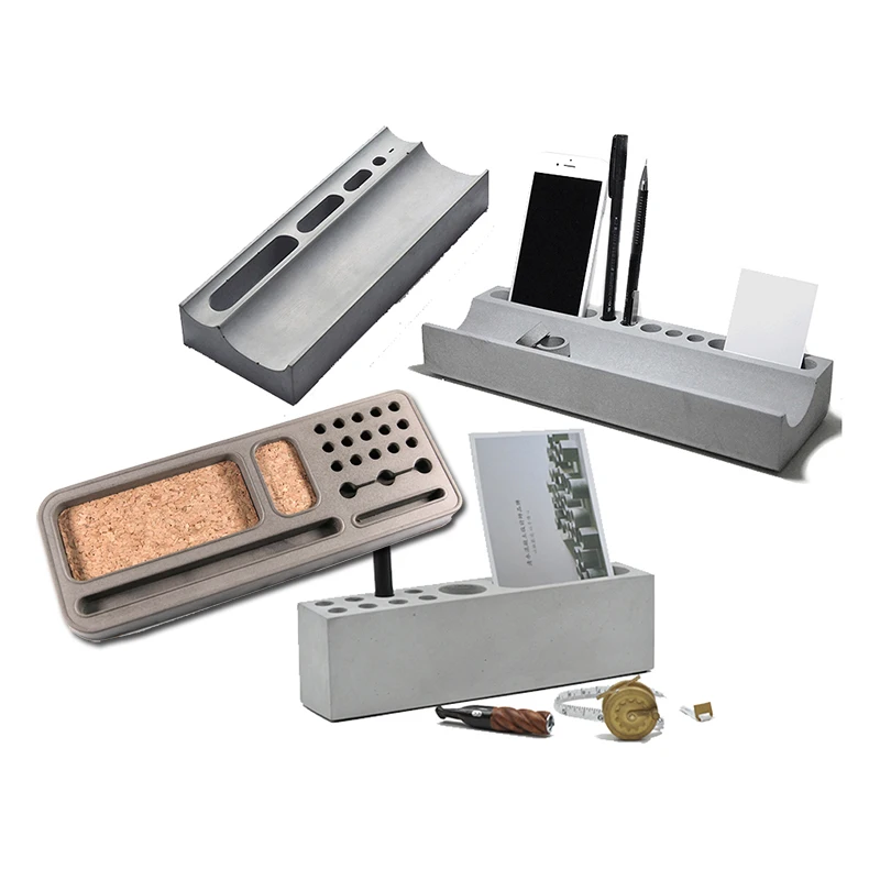 Multi-funcional de concreto, porta-caneta molde de silicone do telefone móvel do molde de cimento negócio titular do cartão de molde