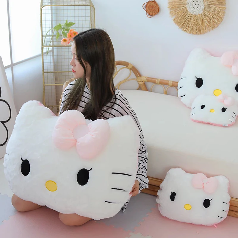 Tamanho Grande, Hello Kitty Brinquedos De Pelúcia Sanrio Anime Periféricos Hello Kitty Cobertor Kt Gato De Pelúcia Bonecas A Decorar O Quarto De Presentes De Natal