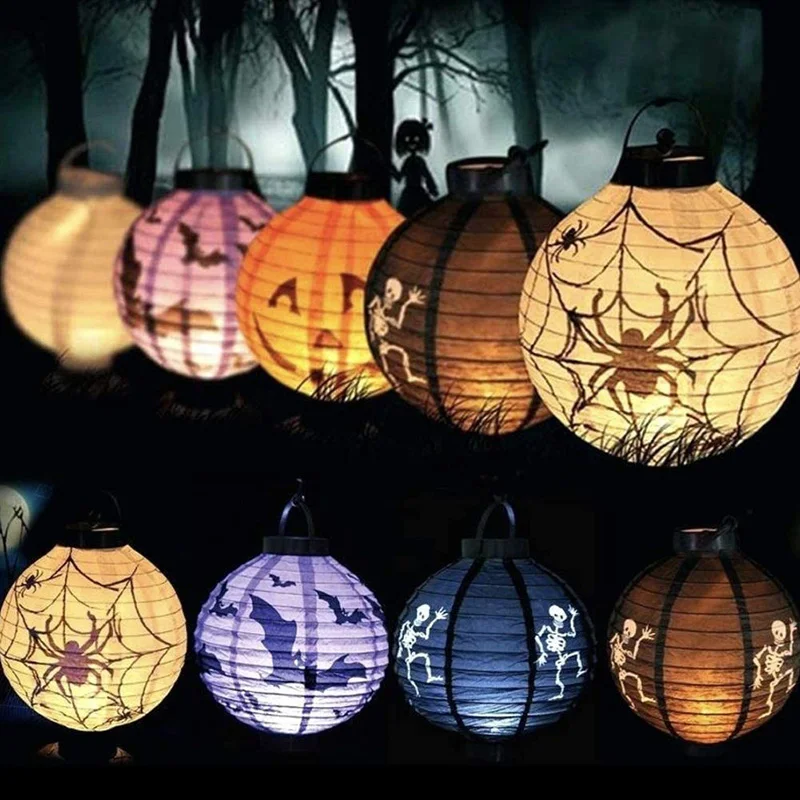 20cm Divertido Papel de Lanterna de LED Lâmpada de Terroristas Prop Abóbora Aranha, Bat Design de Festa de Halloween Suprimentos Decoração do Feriado