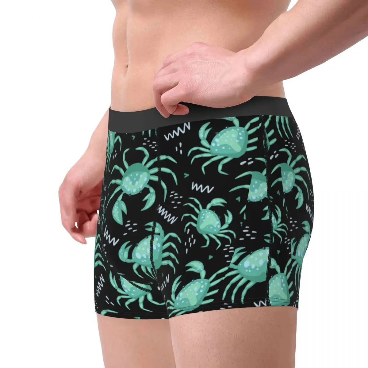 Bonito Caranguejos do mar Estrela do Mar Animais de Homens de Cueca Boxer Shorts, Cuecas Humor Poliéster Cuecas para Homme Plus Size