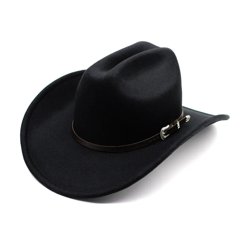 Esteira de Metal estilo Ocidental chapéu de Cowboy Homens e mulheres de jazz chapéu de Cowboy com couro de aba larga igreja chapéu Sombreiro chapéu de Cowboy