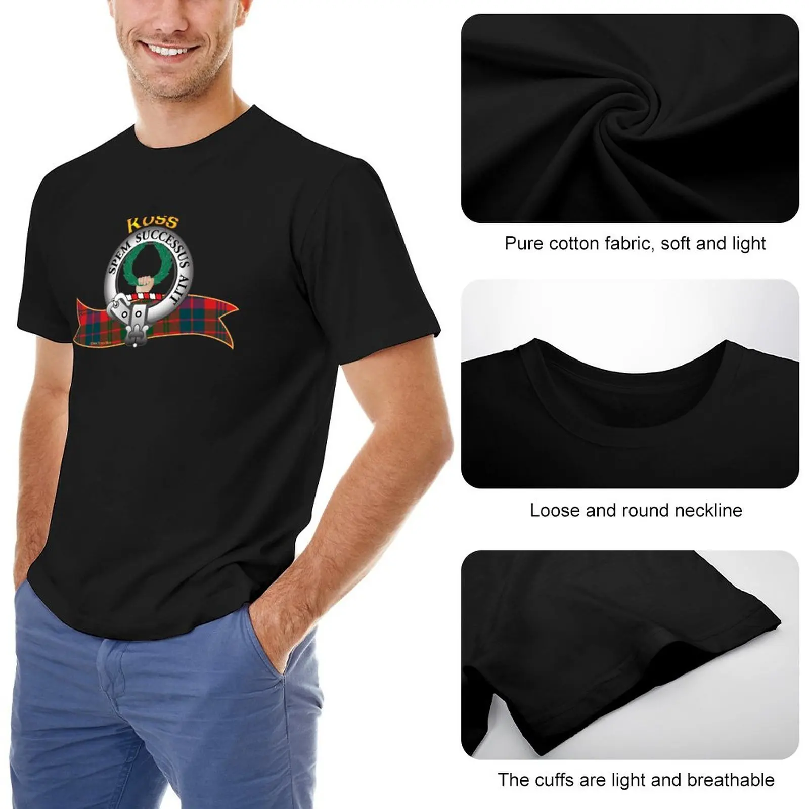 Ross Clã T-Shirt personalizada t-shirts projetar seu próprio gráfico t-shirt de secagem rápida camisa slim fit t-shirts para os homens