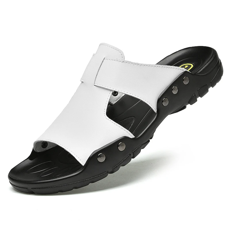 Valstone XL tamanhos 52 Dividir Chinelos de Couro para os Homens verão Quente da venda slides Sandálias sapatos de Praia (flip flops homens sandalia Preta