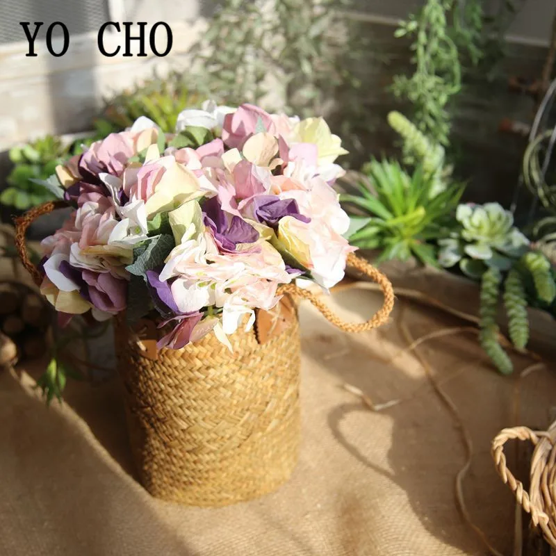 YO CHO Artificial Hortênsia de Seda Flor do Ramo de Casamento, Decoração do Dia dos Namorados Decoração para uma Festa de Plástico, Haste de Simulação Flor