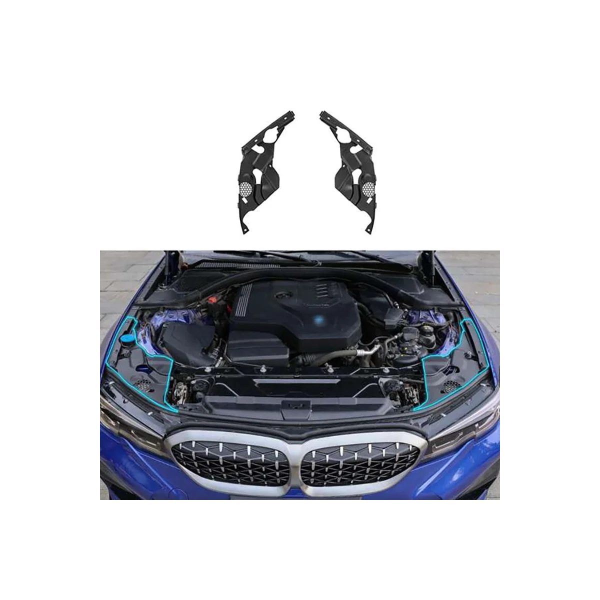 Por-BMW Série 3 G28 G20 2019+ Mecanismo de Proteção da Tampa do Compartimento do Motor, Tampa de Proteção Tampa do Farol Modificação