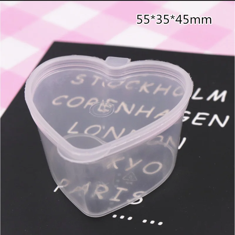 1pc Claro Plástico de Alimentos Pequeno Molho de Recipientes Transparentes em Forma de Coração Jóia Brinco de Armazenamento de Caixa com a Tampa do Iogurte Mousse de Caso