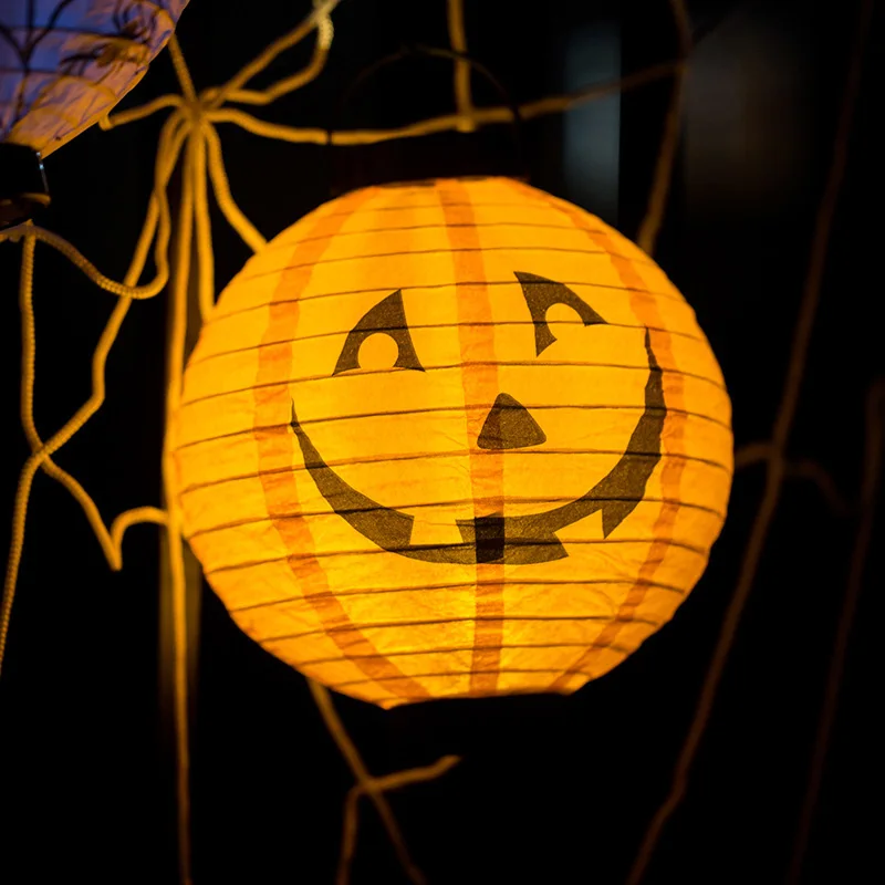 20cm Divertido Papel de Lanterna de LED Lâmpada de Terroristas Prop Abóbora Aranha, Bat Design de Festa de Halloween Suprimentos Decoração do Feriado
