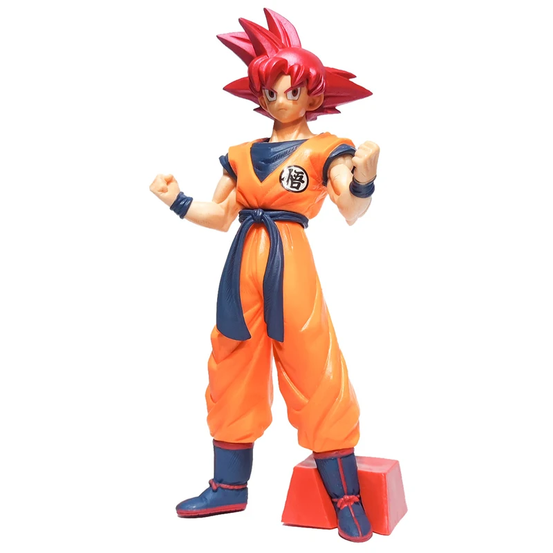 23,5 cm Dragon Ball Z Goku Kakarotto Super Saiyajin Deus de Cabelo Vermelho PVC Figuras de Ação, Modelo de Bonecas Brinquedos de Crianças Presentes de Aniversário