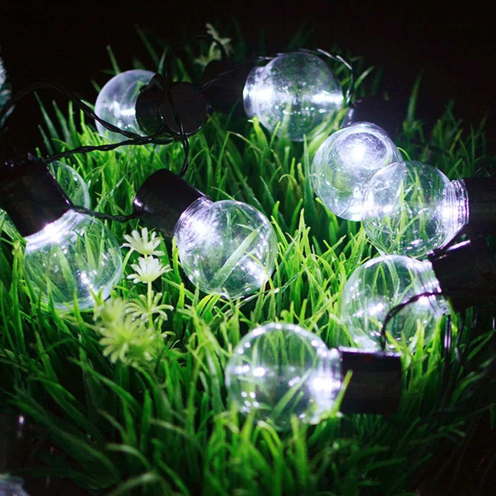 Limpar o Bulbo do Globo Solar Jardim Seqüência de Luzes ao ar livre Impermeável 5CM Grande Bola 10 / 20 LEDs de Fadas Lâmpada do Pátio de Decoração, Iluminação