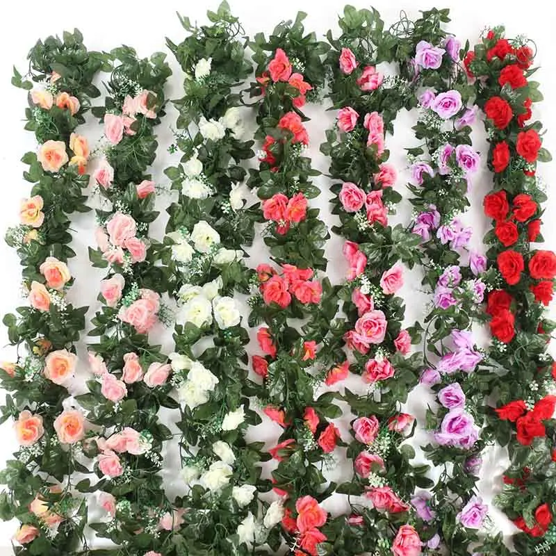 Artificial Rose Flores de Natal, Guirlanda para o Casamento, Casa, Decoração de Quarto de Primavera, do Outono, o Arco do Jardim DIY Planta Trepadeira de Flores