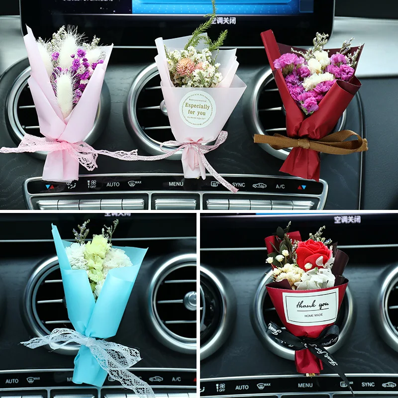 Criatividade Flores Secas Buquê De Carro Perfume De Ventilação De Ar Clip Mini Buquê Eterna Flor Acessórios Do Carro Interior Difusor Do Carro
