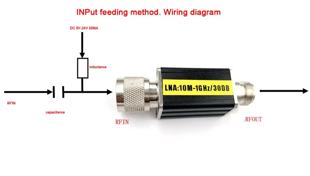 10M ~ 1000MHZ 30DB N-tipo de Alimentação do amplificador LNA baixo nível de ruído de RF amplificador de POTÊNCIA PARA o radioamadorismo