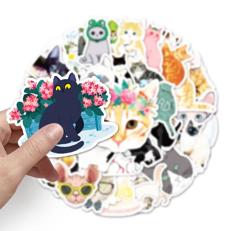 10/30/50pcs Kawaii Animal Bonito Gato dos desenhos animados do Graffiti animal de Estimação da Família Adesivos Presente Caderno Janela de Parede do Copo de Água Carrinho Popular