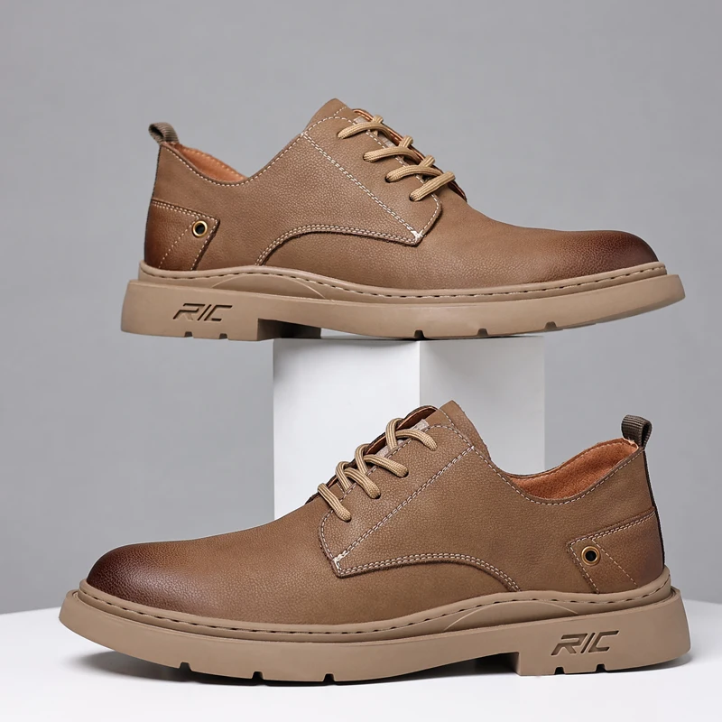 Alta qualidade de capa de Couro Casual Sapatos de Mens Confortável de Trabalho de Baixo Sapato Homens Lace-up a Plataforma Sapatos para Homens Calçado zapato de trabajo