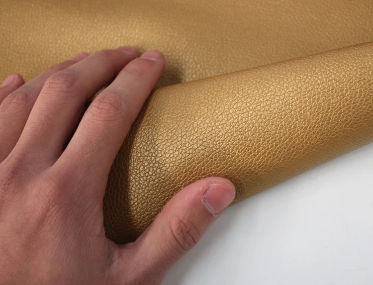 brilhante ouro PU de couro e de tecido pequena litchi padrão de imitação de couro, sofá carro soft bag hard Bag duplo Artesanal fabic 50x140cm