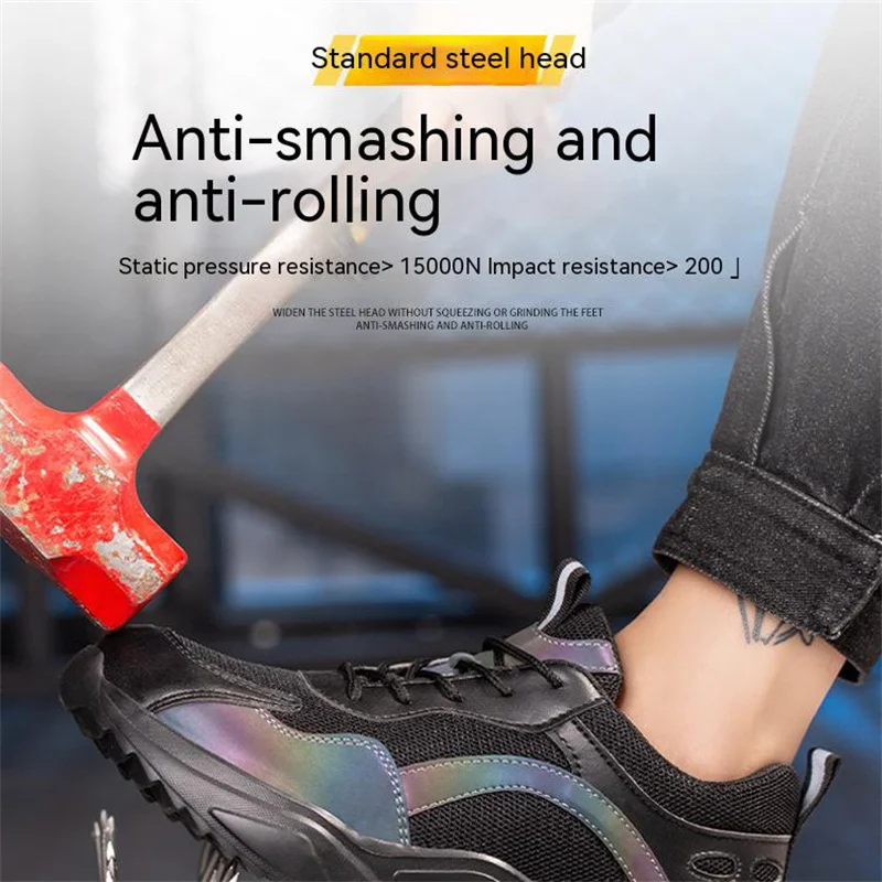 Diansen Nova Mens Sapatos de Segurança de Estilo Leve e Respirável Mulheres Colorido de Aço do Dedo do pé Anti-esmagamento de Segurança do Trabalho Sapatilha Botas de Protecção