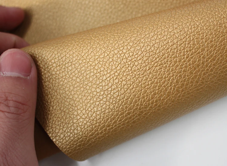 brilhante ouro PU de couro e de tecido pequena litchi padrão de imitação de couro, sofá carro soft bag hard Bag duplo Artesanal fabic 50x140cm