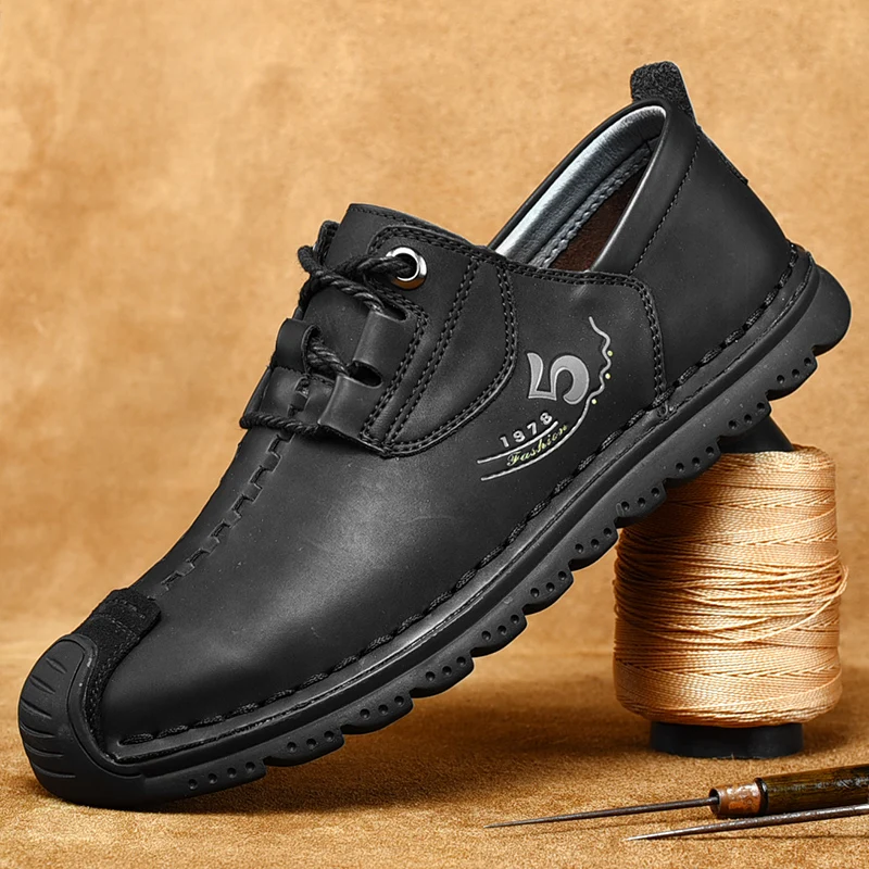 De Couro Feitos À Mão Dos Homens Sapatos Retrô Exterior Sapatos De Laço Na Boa Qualidade Do Design De Calçados Casuais Homem Apartamentos Venda Quente Mocassim Calçados